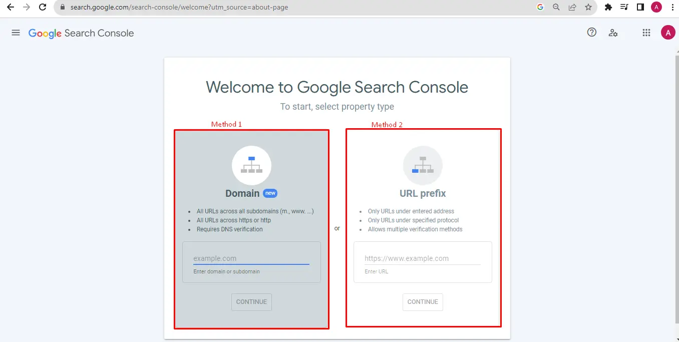 Here we have two different methods- Google Search Console Complete Guide 2023