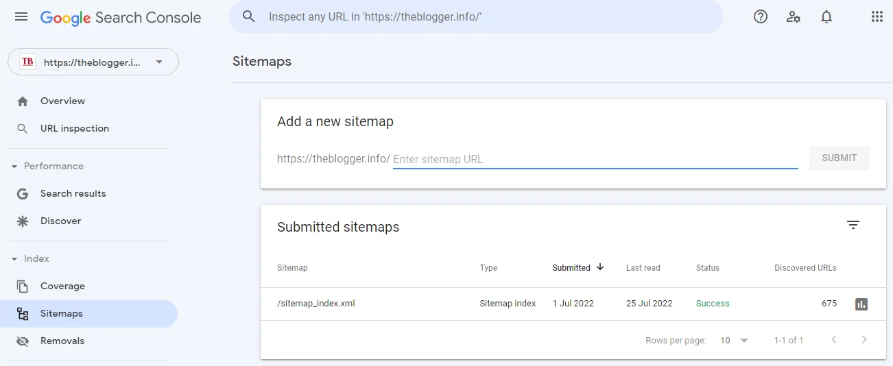 Sitemaps Option-Google Search Console Complete Guide 2023