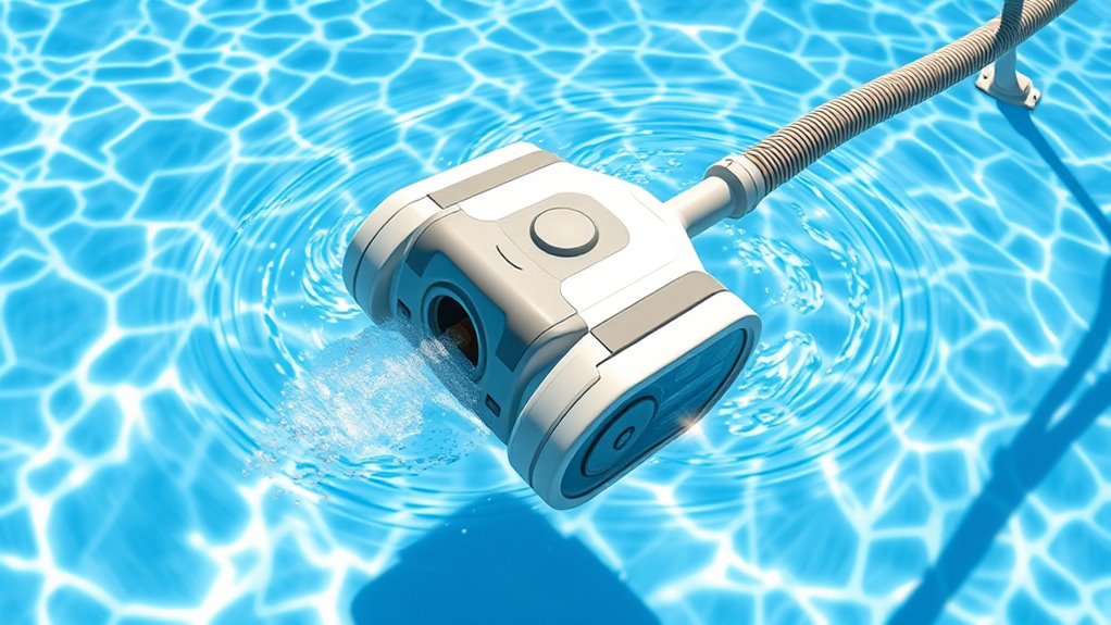 suction pulls debris upward