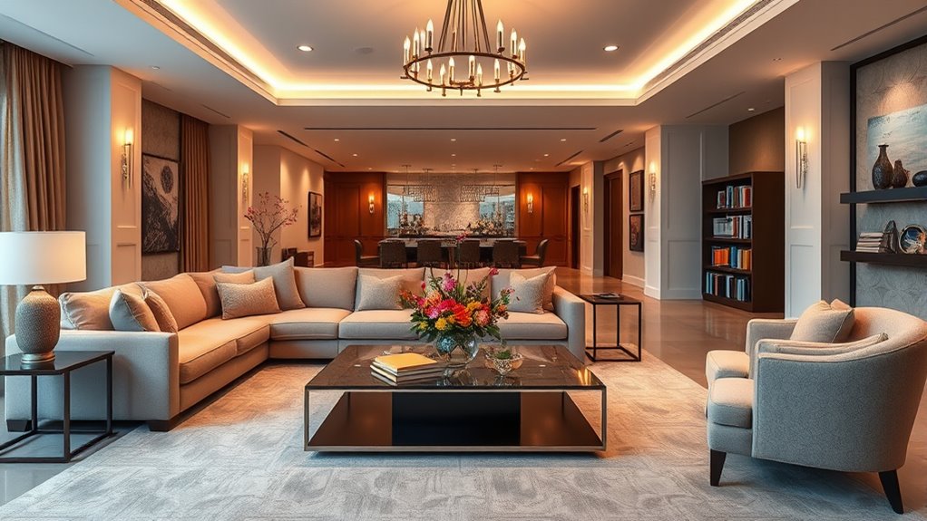 organized well lit living space