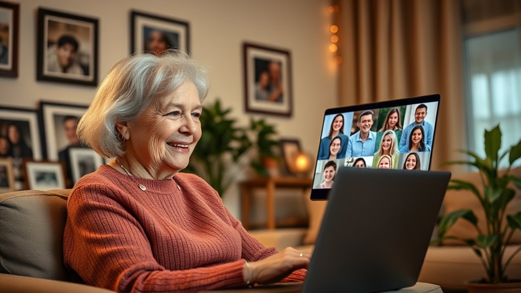 senior online socializing