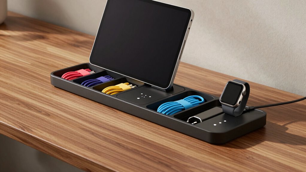 organized cable free charging station