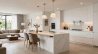 seamless kitchen dining living transition