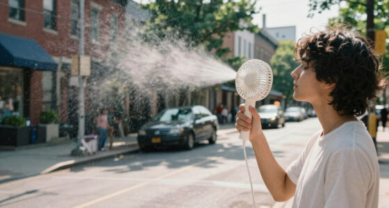Licensable picture: Visitors cool off with a mister fan in Philadelphia on July 3, 2026.